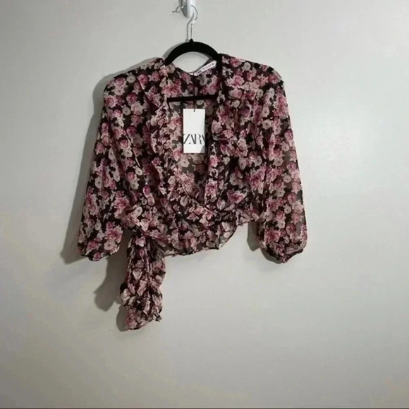 Zara floral print blouse Medium 3666/175 - Picture 4 of 7